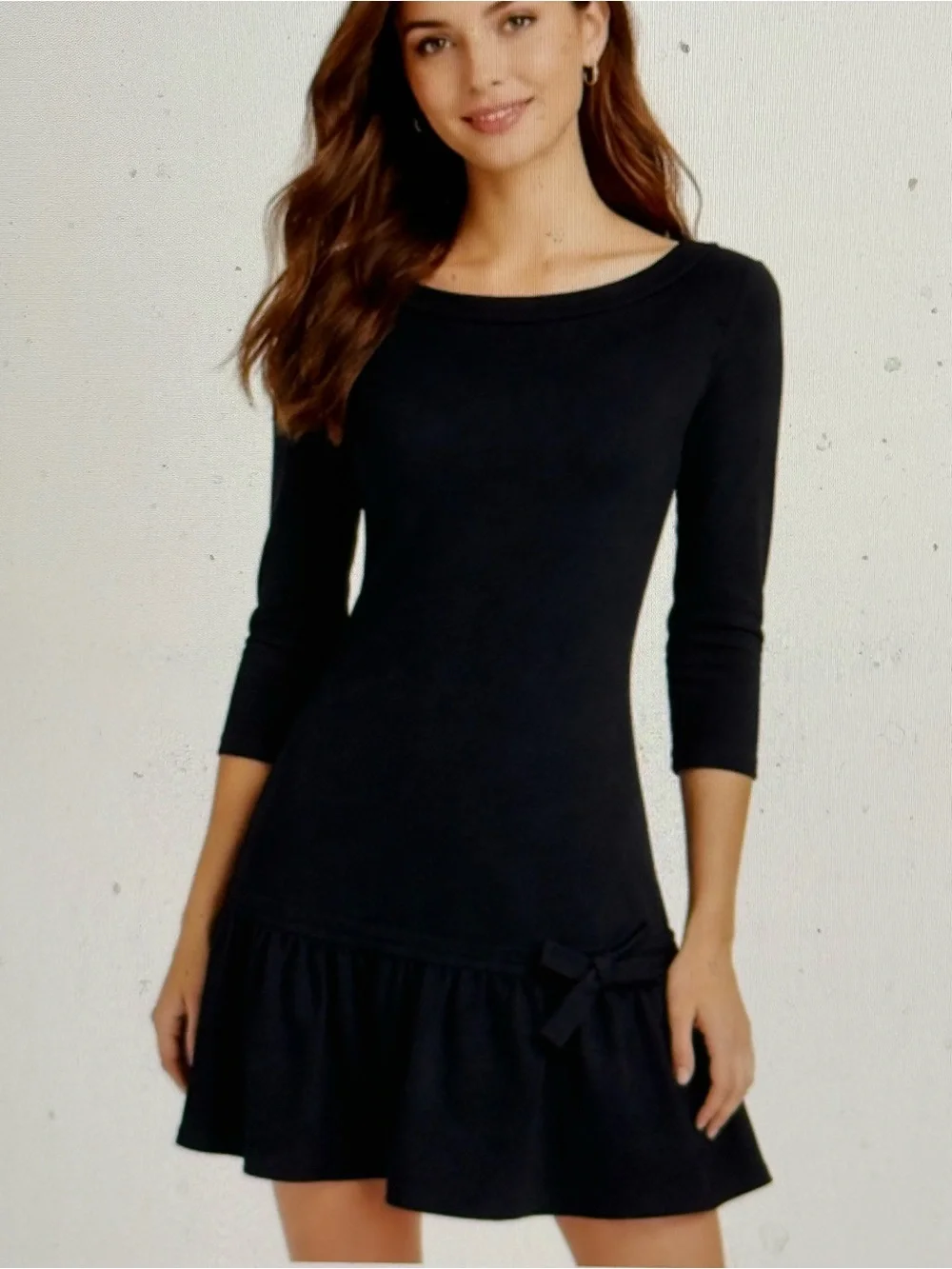 Kate Spade Dress Boat Neck Drop Waist Bow Detail Black Ponte LBD Sz 2 Cocktail